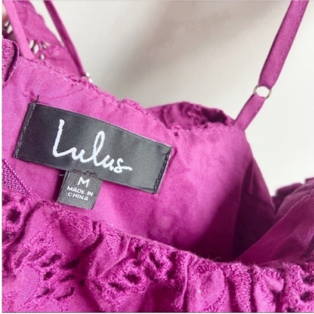 Lulu's Biscay magenta ruffled eyelet lace dress - Picture 7 of 9